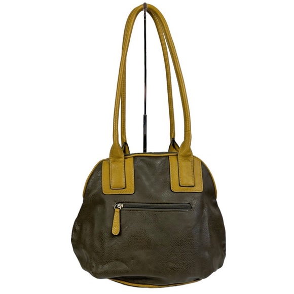 Black Rivet Faux Leather Bag Brown and Yellow - Picture 4 of 11